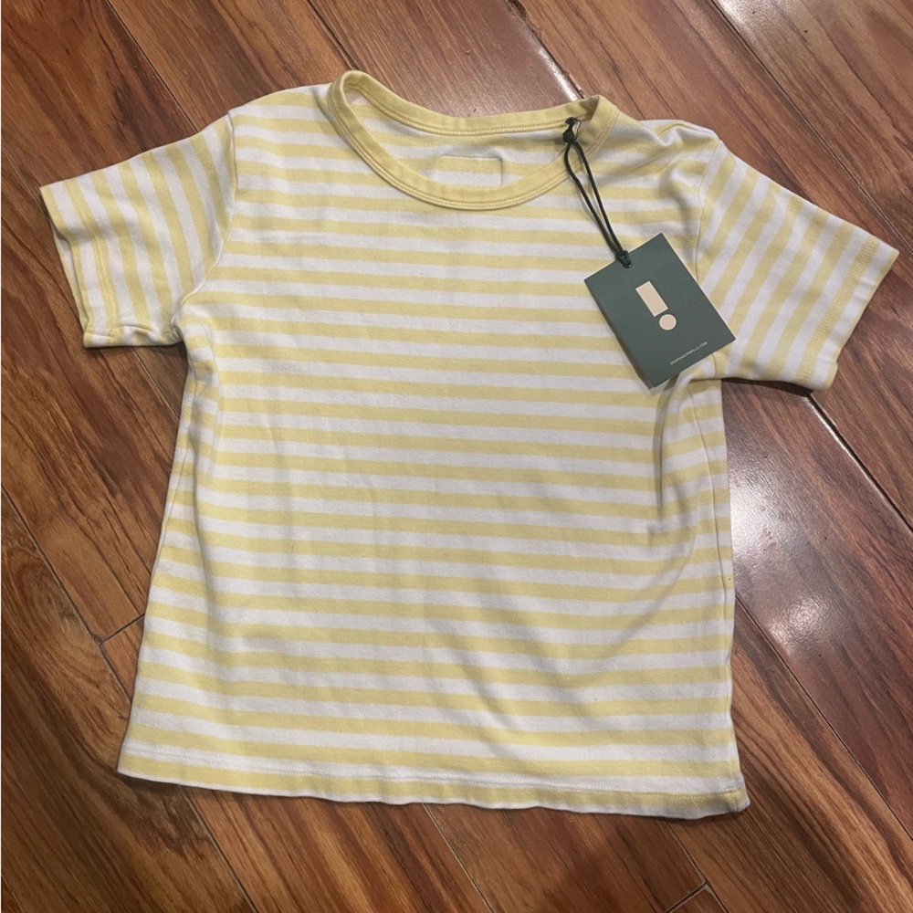 Daily Drills Lemonade and White Striped Short Sleeve Tee